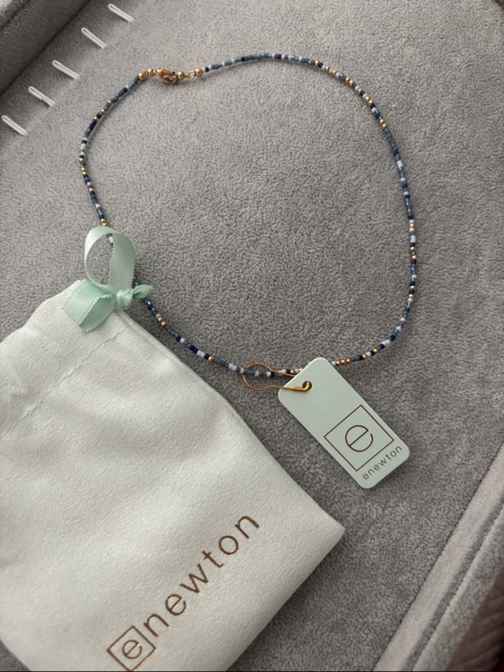 eNewton Blue and Gold Seed Bead Necklace